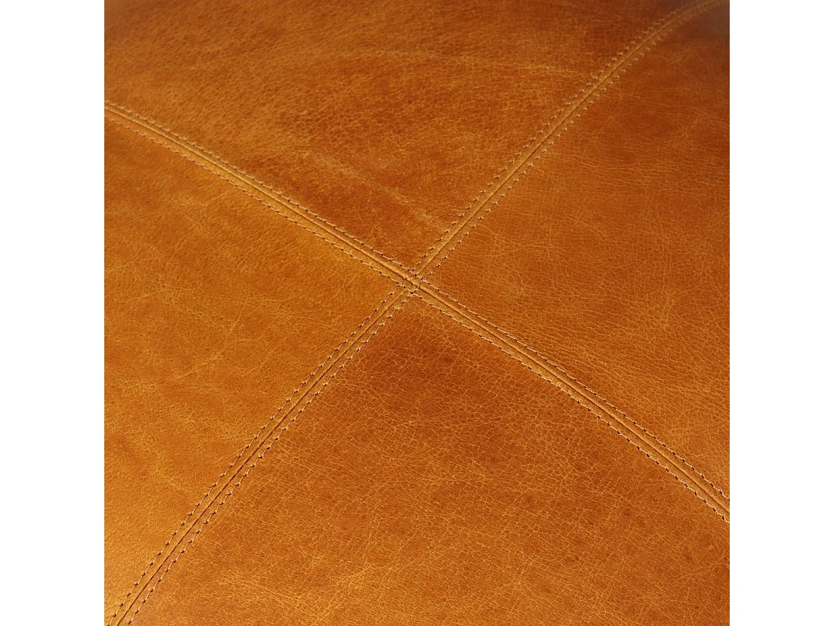 Hocker Pouf B50xT50xH45 Tenna - Leder & Baumwolle - Cognacbraun