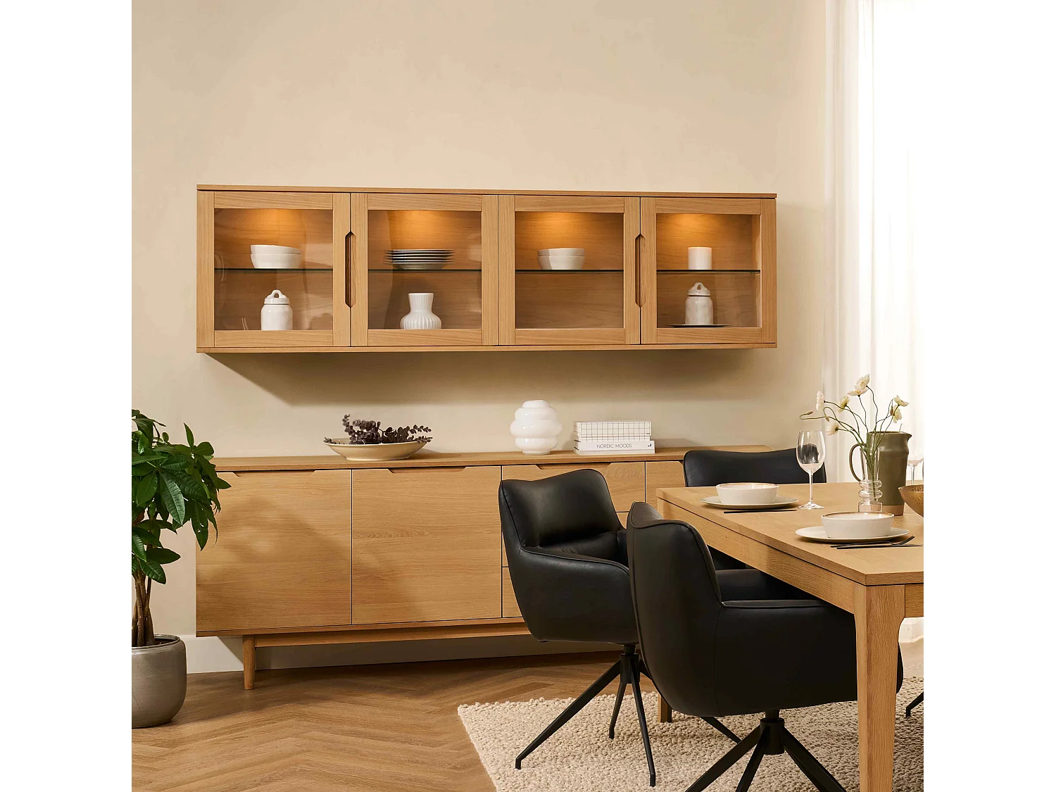 Sideboard mit 3 Türen und 3 Schubladen Kerteminde - Eichenfurnier & MDF - Wildeiche