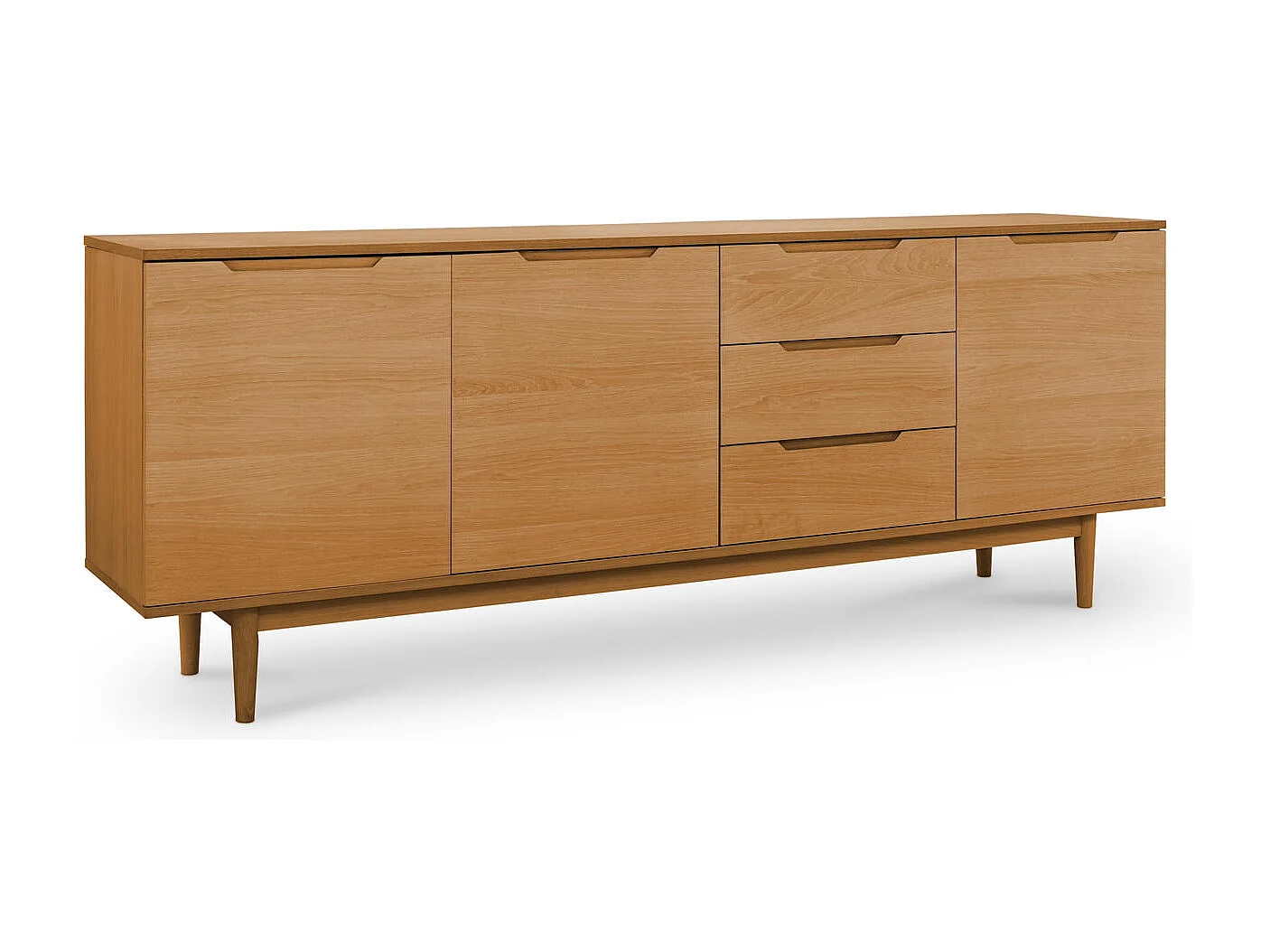 Sideboard mit 3 Türen und 3 Schubladen Kerteminde - Eichenfurnier & MDF - Wildeiche