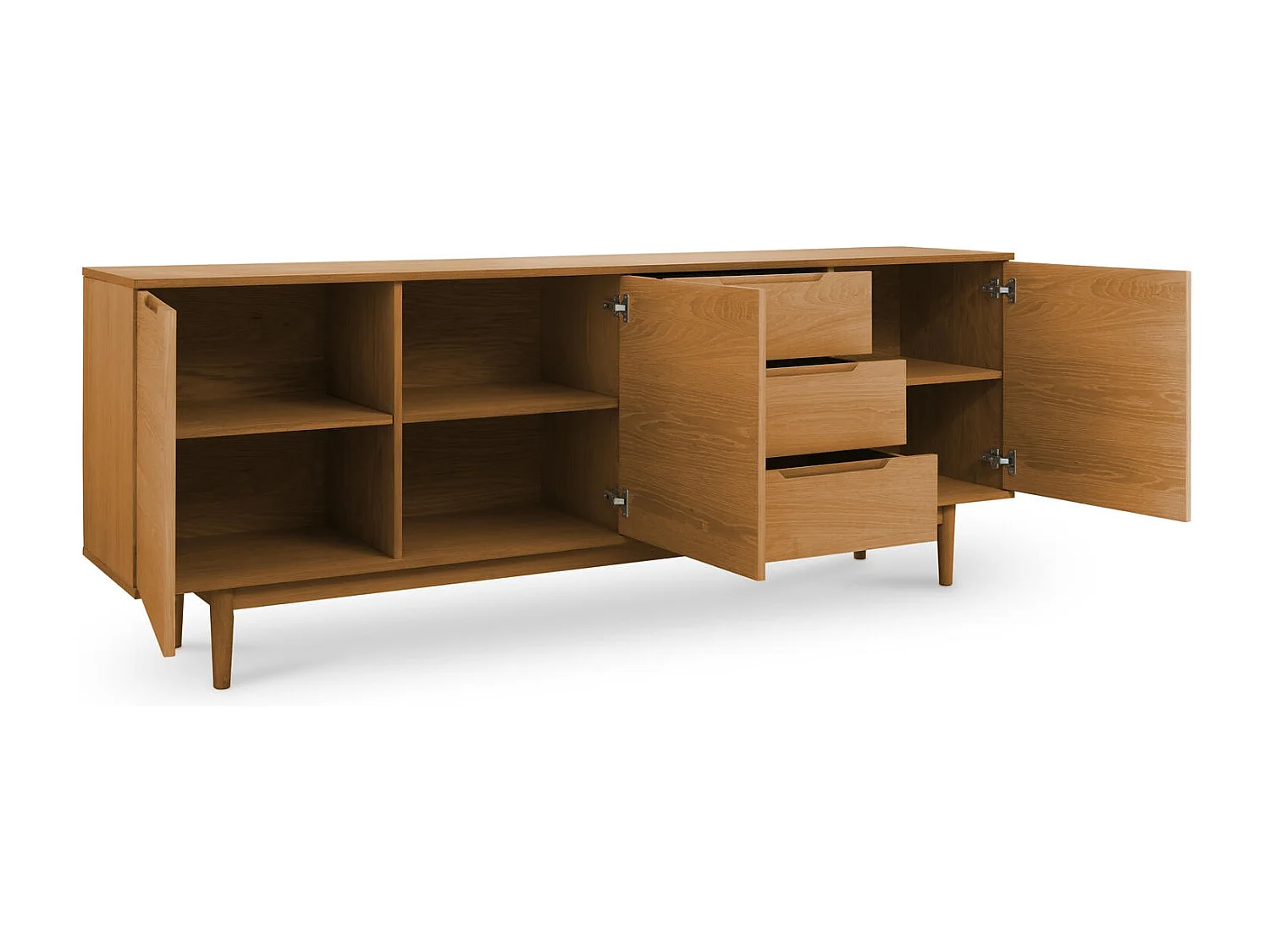 Sideboard mit 3 Türen und 3 Schubladen Kerteminde - Eichenfurnier & MDF - Wildeiche