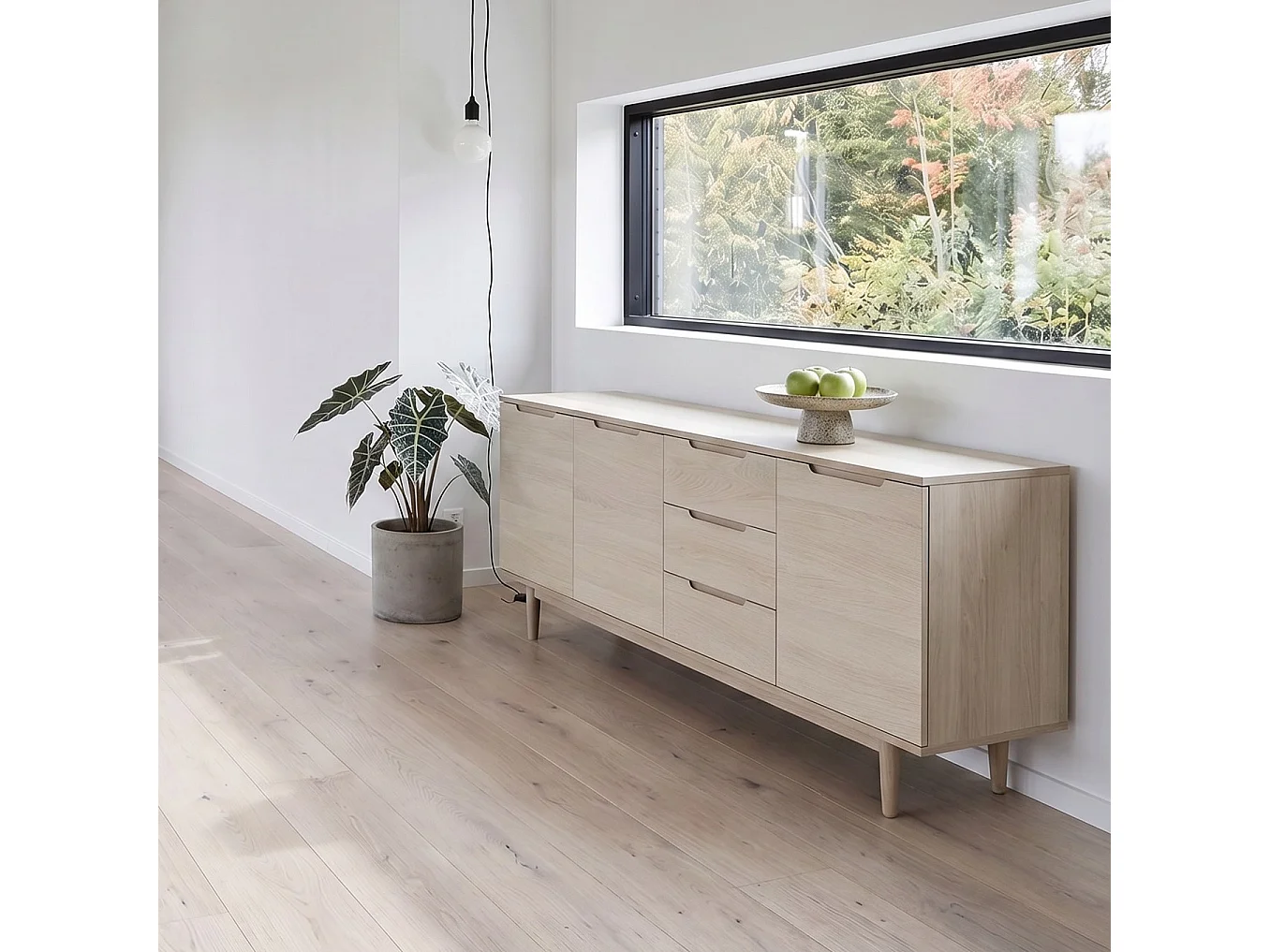Sideboard mit 3 Türen und 3 Schubladen Kerteminde - Eichenfurnier & MDF - Eiche bianco