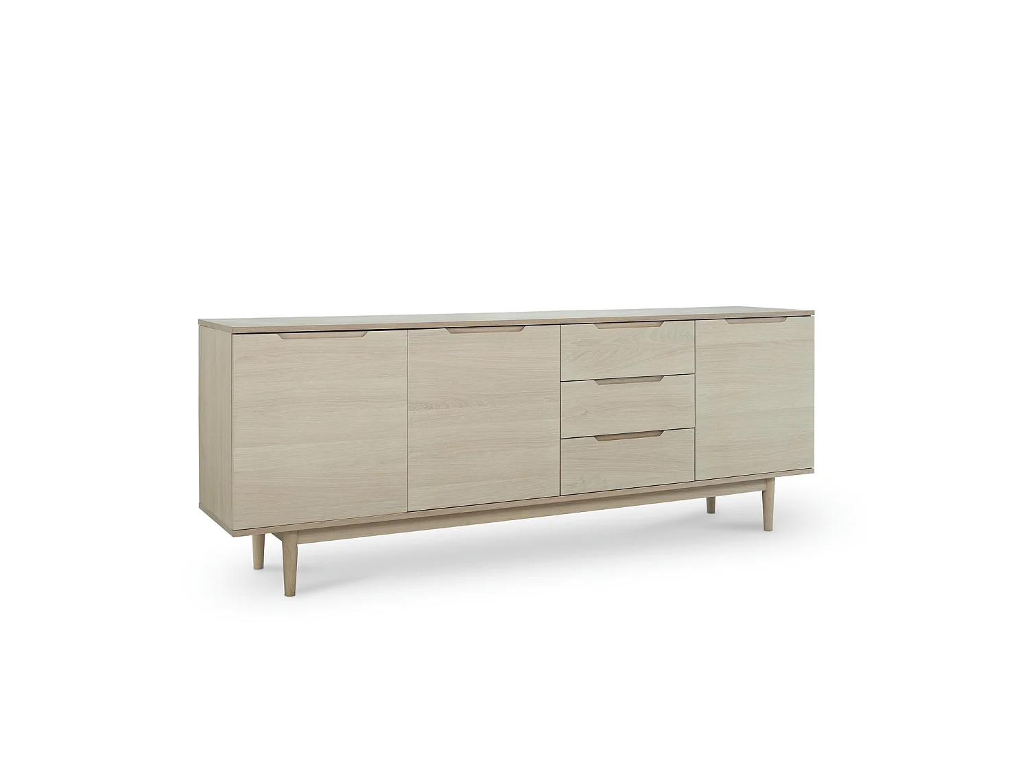 Sideboard mit 3 Türen und 3 Schubladen Kerteminde - Eichenfurnier & MDF - Eiche bianco