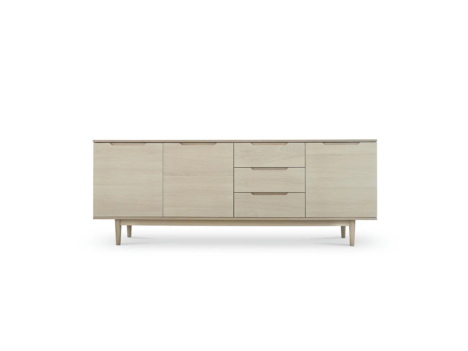 Sideboard mit 3 Türen und 3 Schubladen Kerteminde - Eichenfurnier & MDF - Eiche bianco