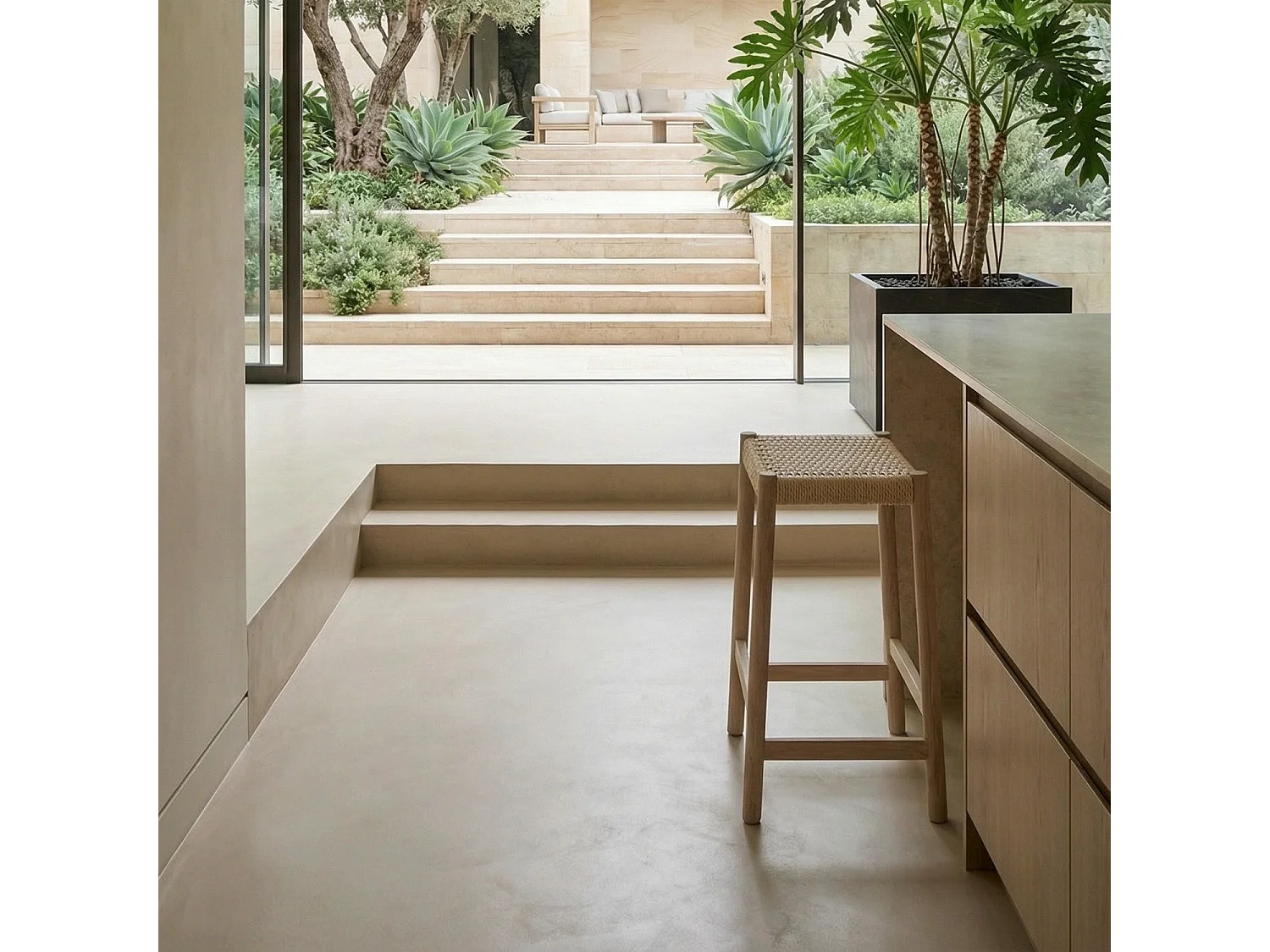 Barhocker  Ida - Papiergarn & Massives Eichenholz - Eiche bianco