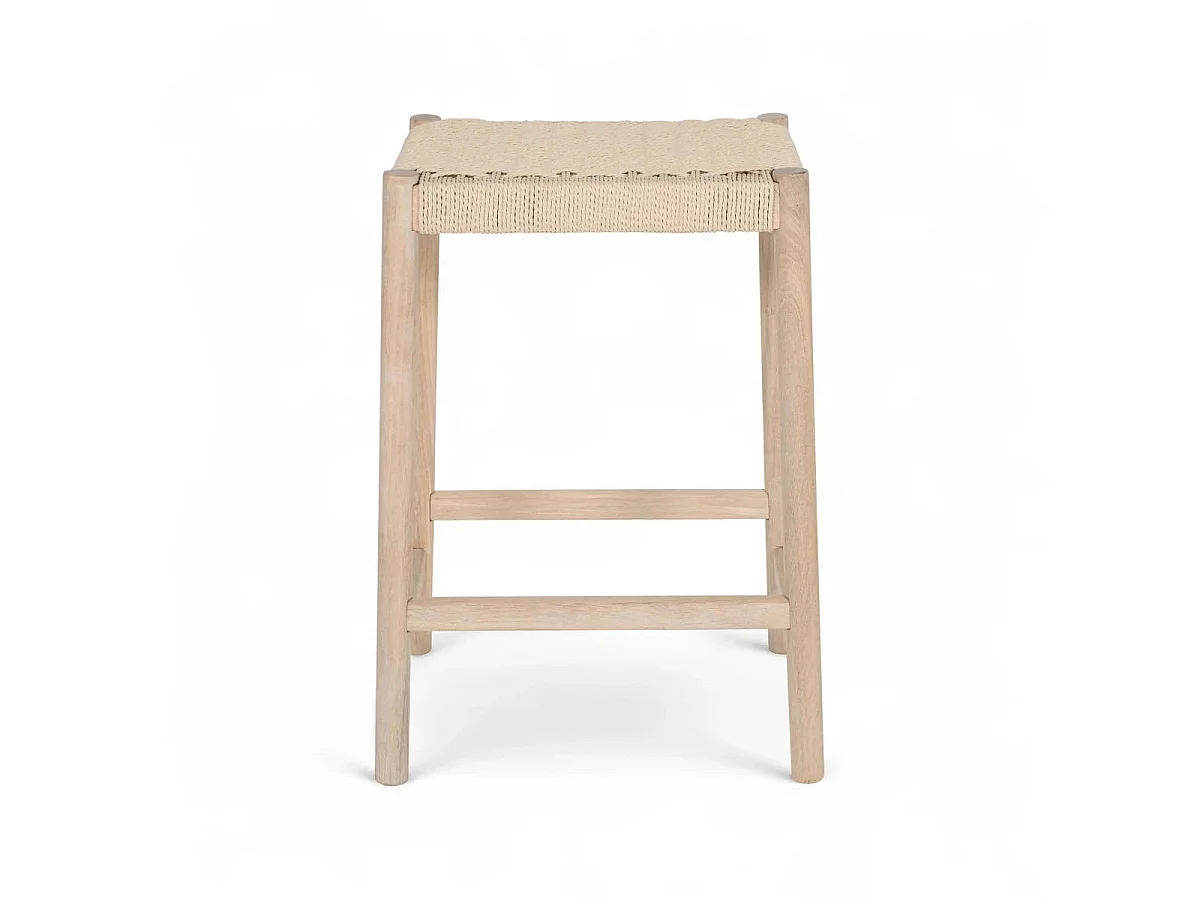 Barhocker  Ida - Papiergarn & Massives Eichenholz - Eiche bianco