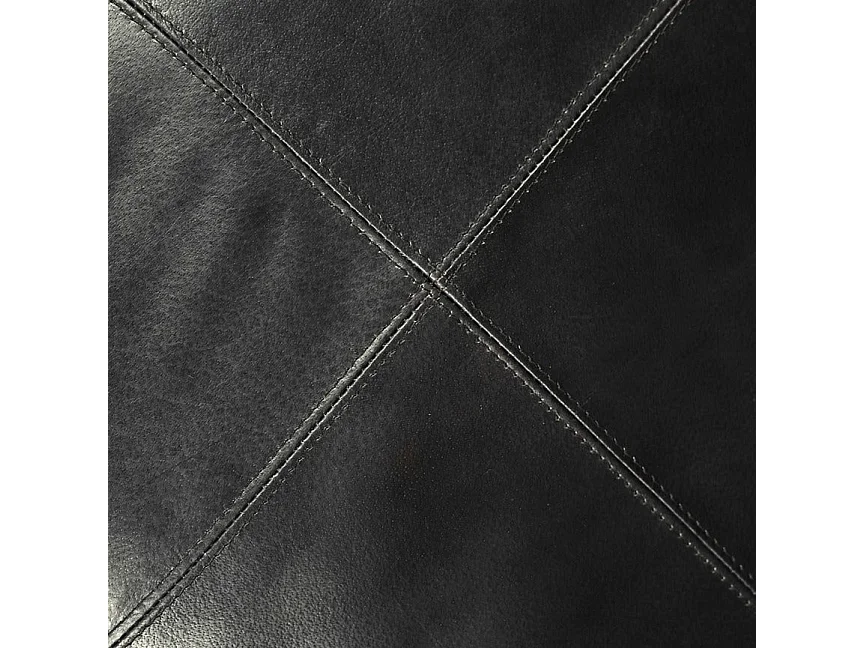 Hocker Pouf B75xT75xH45 Tenna - Leder & Baumwolle - Schwarz