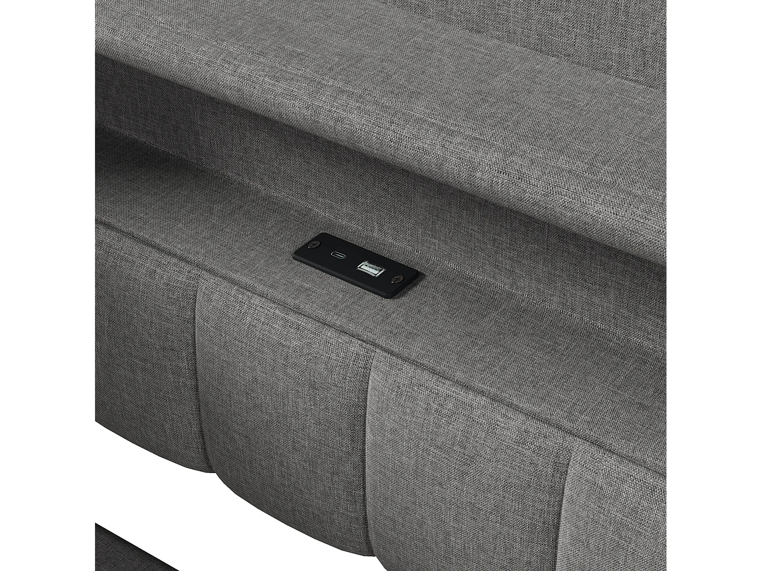 Canapé-lit coffre 90 x 200 cm - avec port USB Type-C - avec éclairage LED - gris (matelas non inclus)