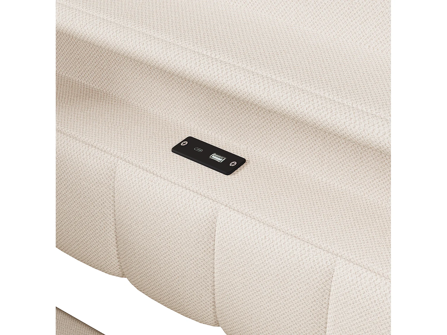 Canapé-lit coffre 90 x 200 cm - avec port USB Type-C - avec éclairage LED - beige (matelas non inclus)