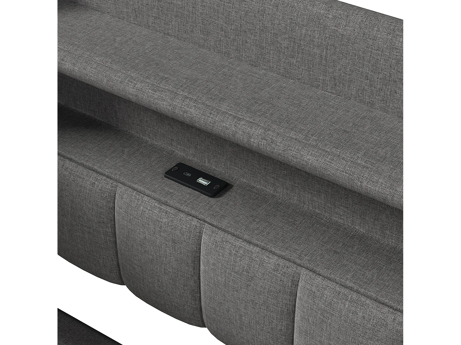 Canapé-lit coffre 140 x 200 cm - avec port USB Type-C - avec éclairage LED - gris (matelas non inclus)