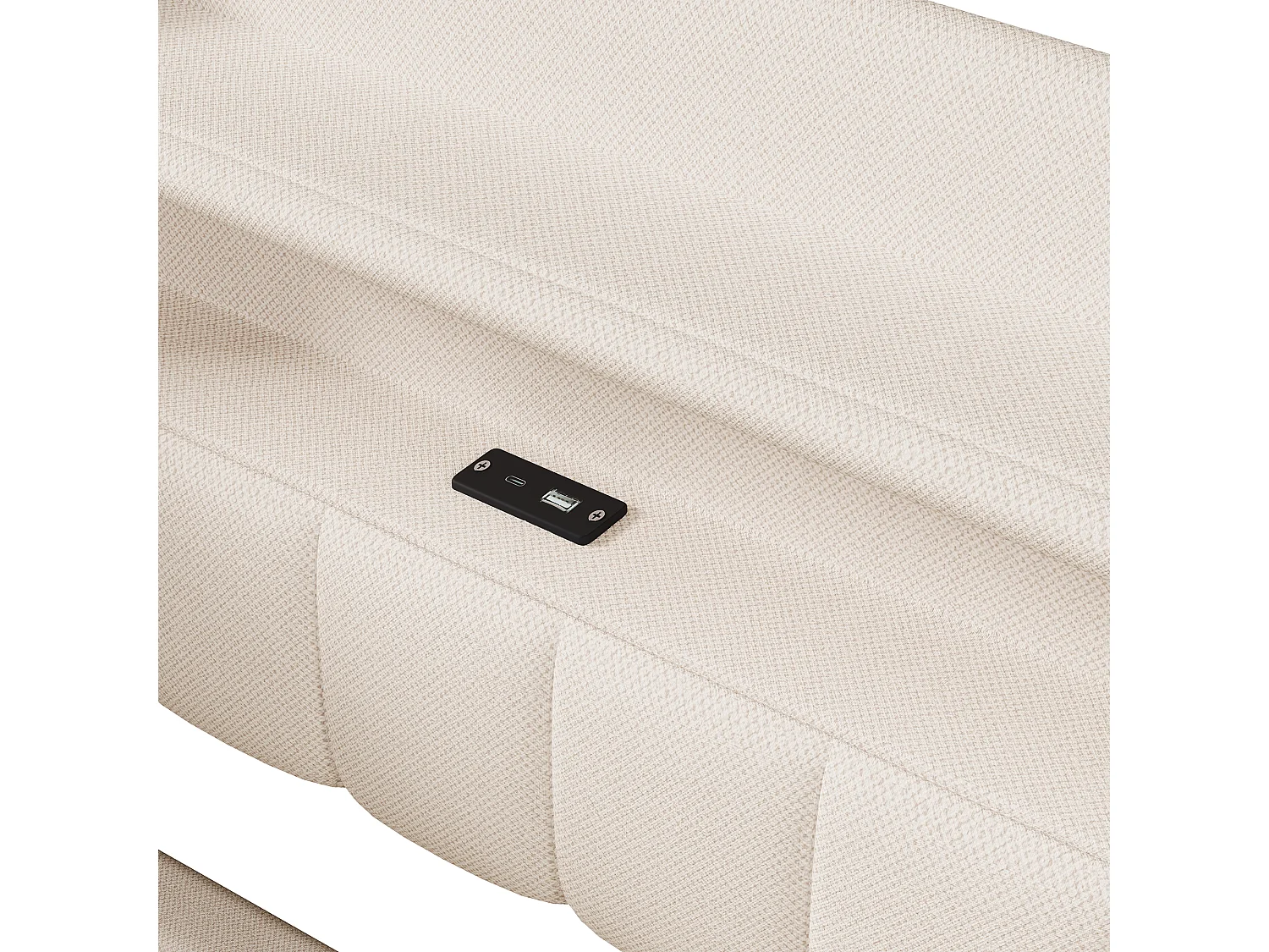 Canapé-lit coffre 140 x 200 cm - avec port USB Type-C - avec éclairage LED - beige (matelas non inclus)