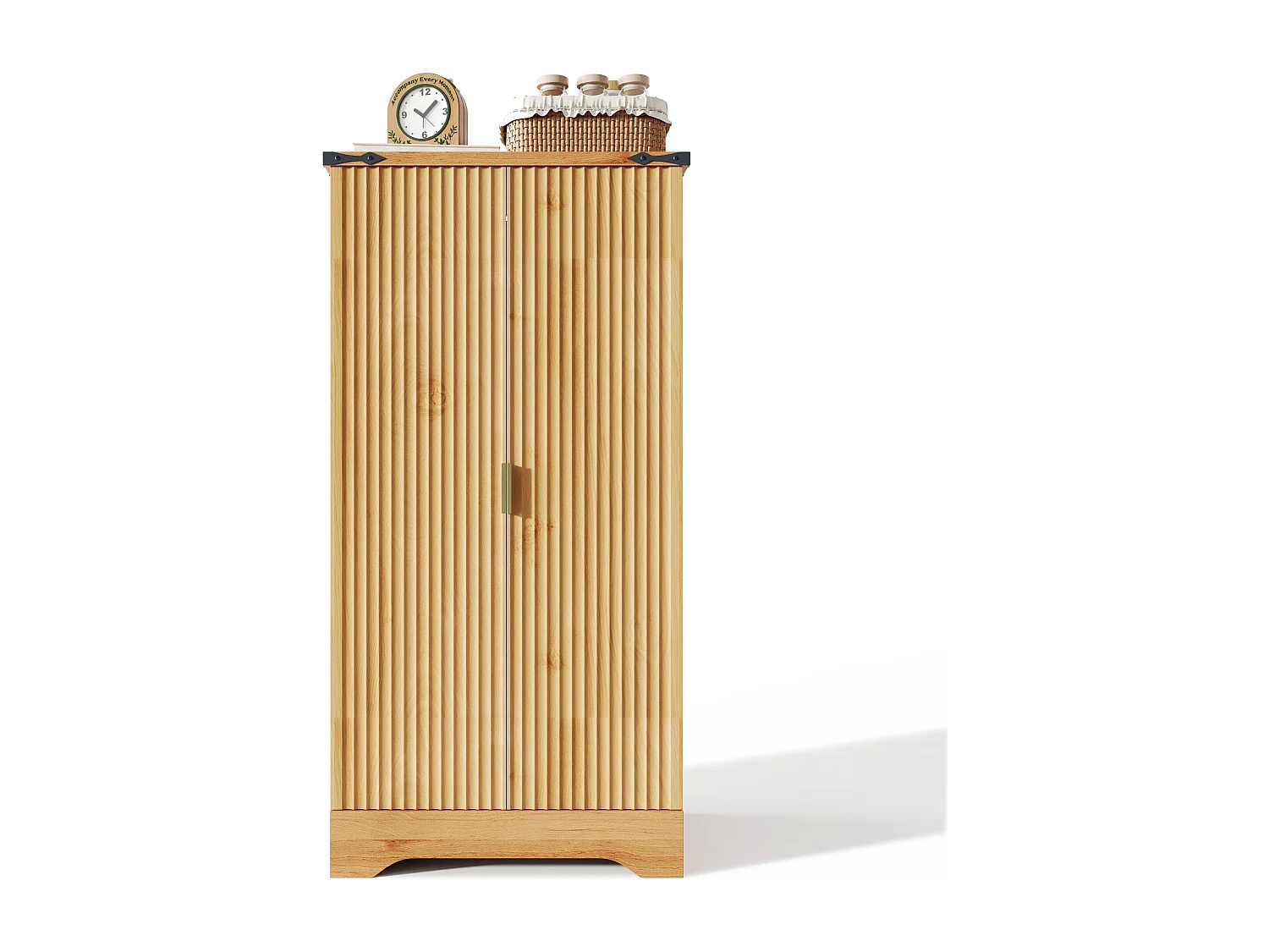 Nowoczesny kredens kuchenny 60,5x40x120cm - z oświetleniem LED z czujnikiem - z 2 drzwiami i półką na przyprawy - Naturalny