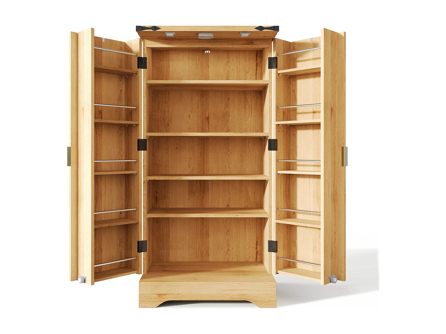 Nowoczesny kredens kuchenny 60,5x40x120cm - z oświetleniem LED z czujnikiem - z 2 drzwiami i półką na przyprawy - Naturalny