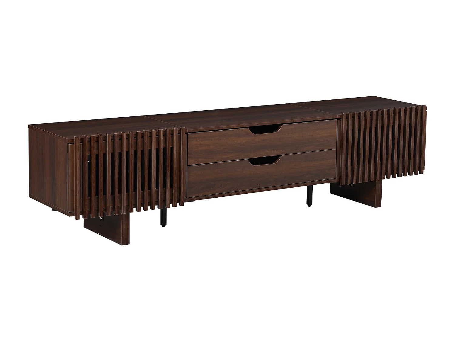 TV-Schrank 180x40x45 cm - mit 2 Schubladen und 2 Jalousientüren - MDF - Nussbaumfarbe