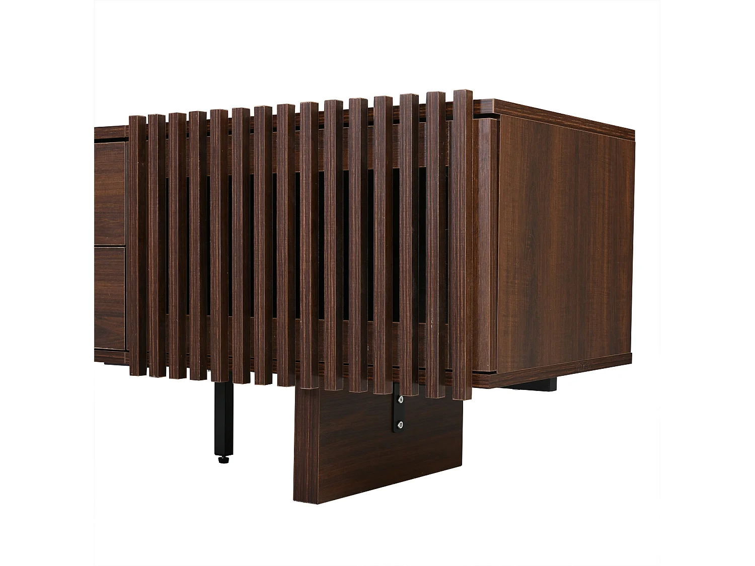 TV-Schrank 180x40x45 cm - mit 2 Schubladen und 2 Jalousientüren - MDF - Nussbaumfarbe