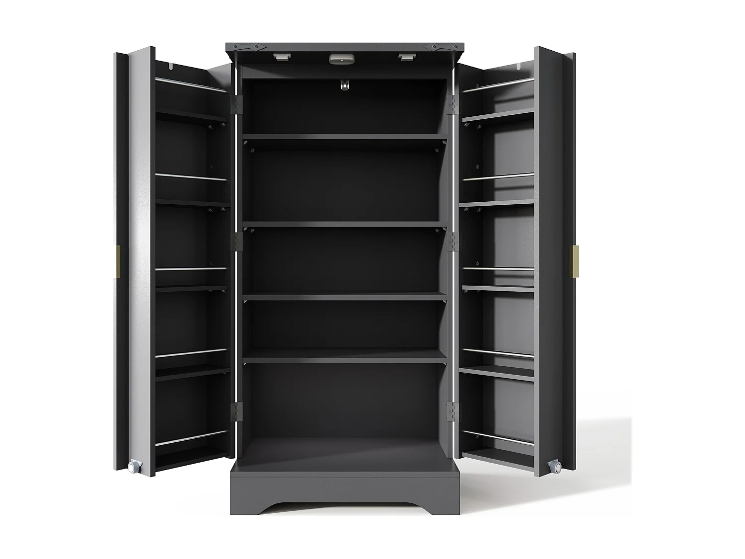 Nowoczesny kredens kuchenny 60,5x40x120cm - z oświetleniem LED z czujnikiem - z 2 drzwiami i półką na przyprawy - Czarny