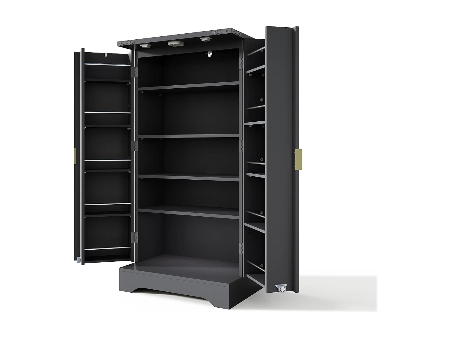 Nowoczesny kredens kuchenny 60,5x40x120cm - z oświetleniem LED z czujnikiem - z 2 drzwiami i półką na przyprawy - Czarny