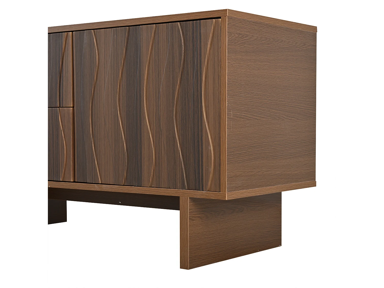 TV-Schrank 180x40x56 cm - 4 Schubladen und 2 Türen - wellenförmiges Design - Spanplatten - dunkle Nussbaumfarbe