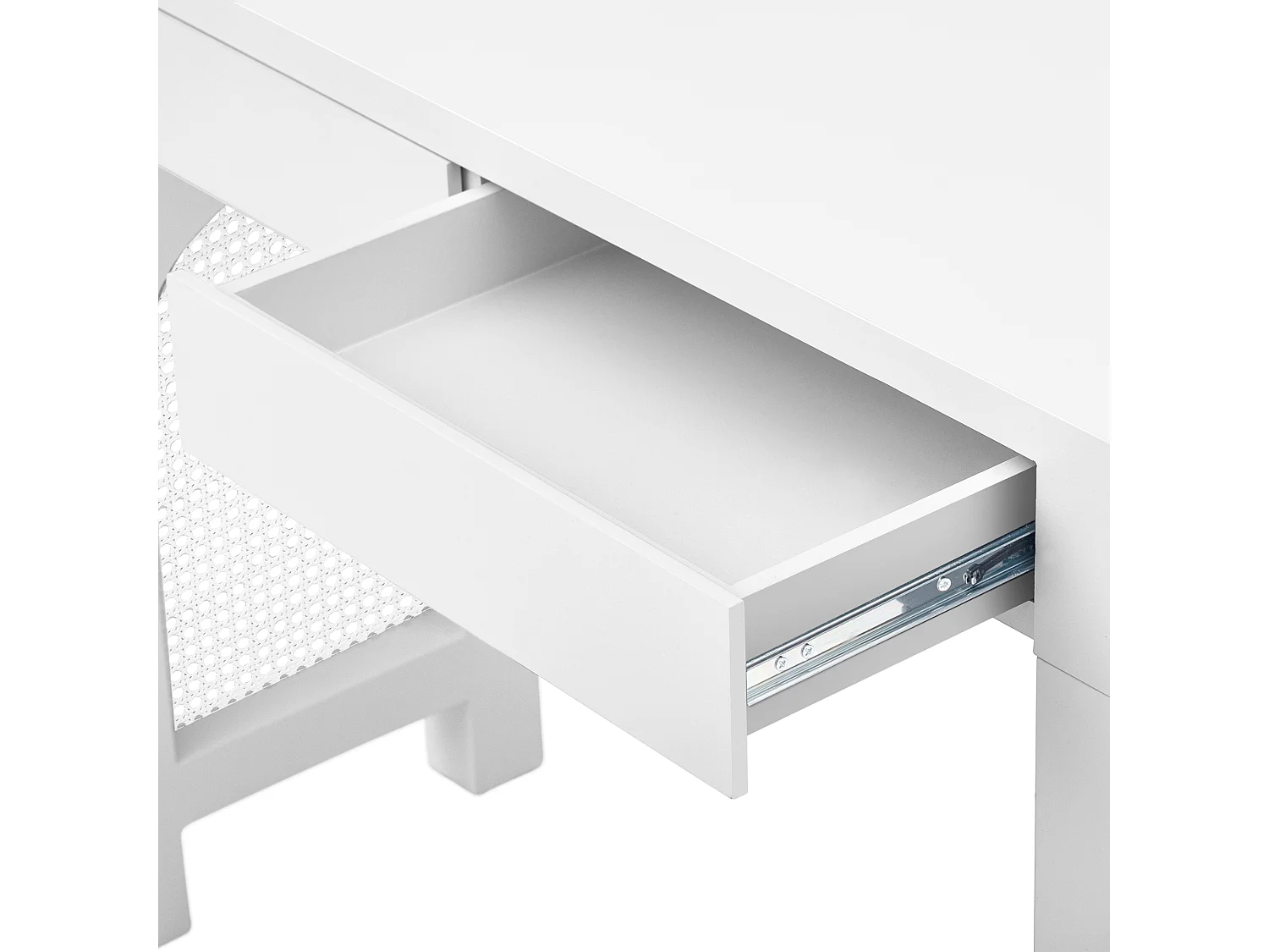 Table console 120x35.5x76..5cm - avec 2 tiroirs - avec prise de courant - MDF - Blanc