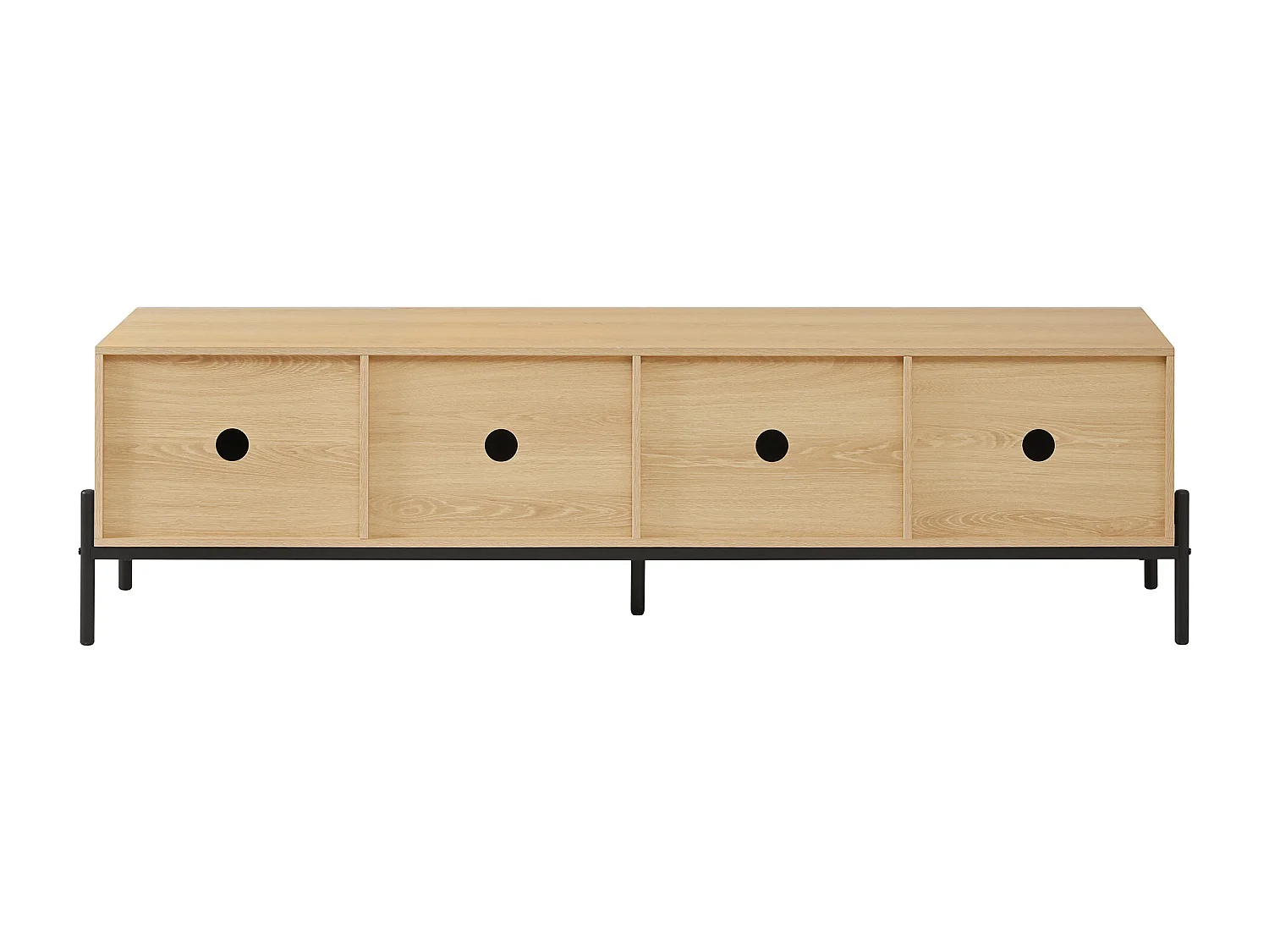 Mobile TV moderno 163,5x40x45 cm - Ripo a 4 ante - Texture 3D - MDF - Naturale