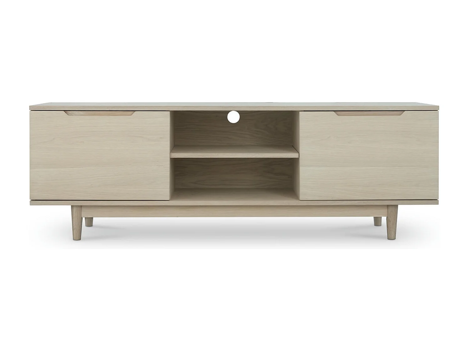 TV-Möbel mit 2 Türen Kerteminde - Eichenfurnier & MDF - Eiche bianco