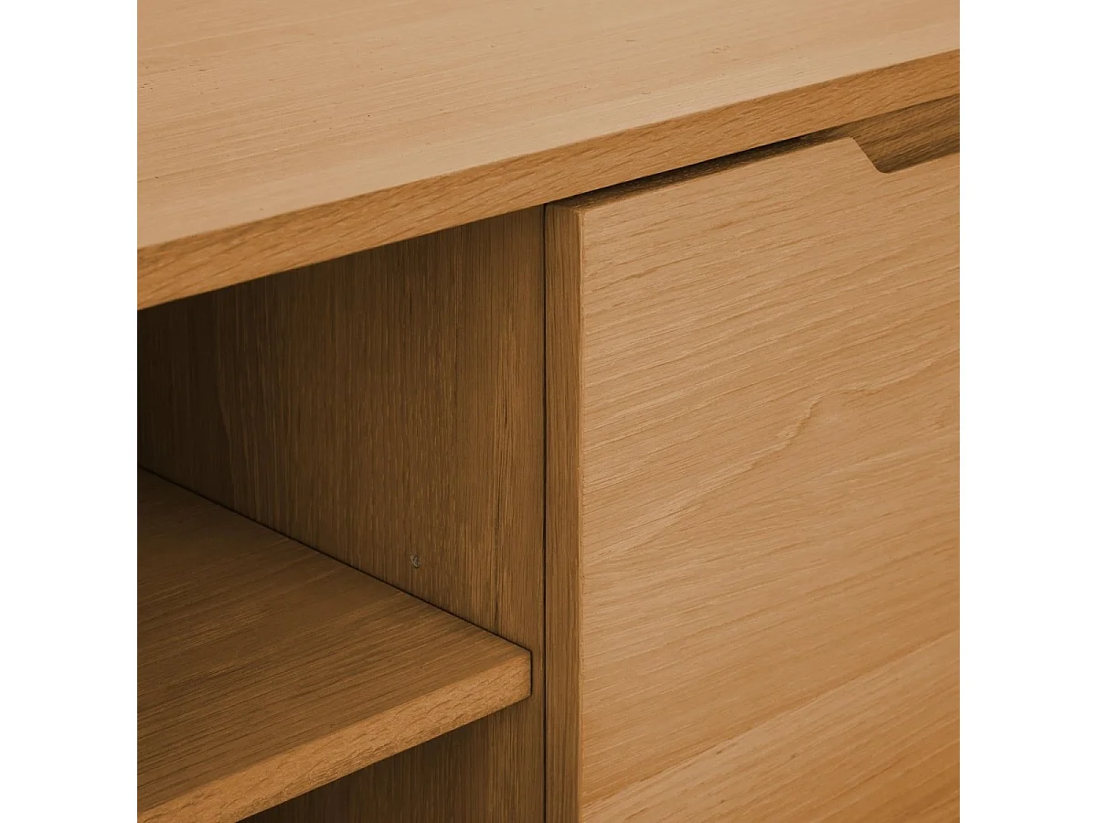 TV-Möbel mit 2 Türen Kerteminde - Eichenfurnier & MDF - Wildeiche