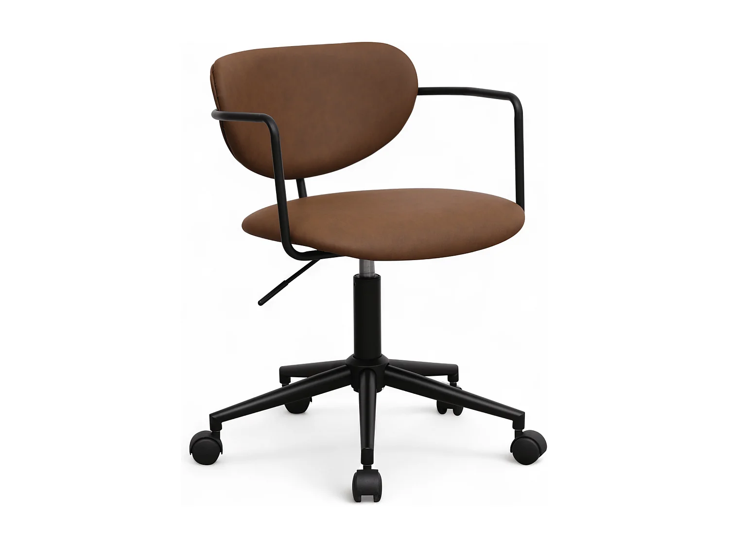 Bürostuhl höhenverstellbar Lido - Kunstleder & Metall - Dunkelbraun