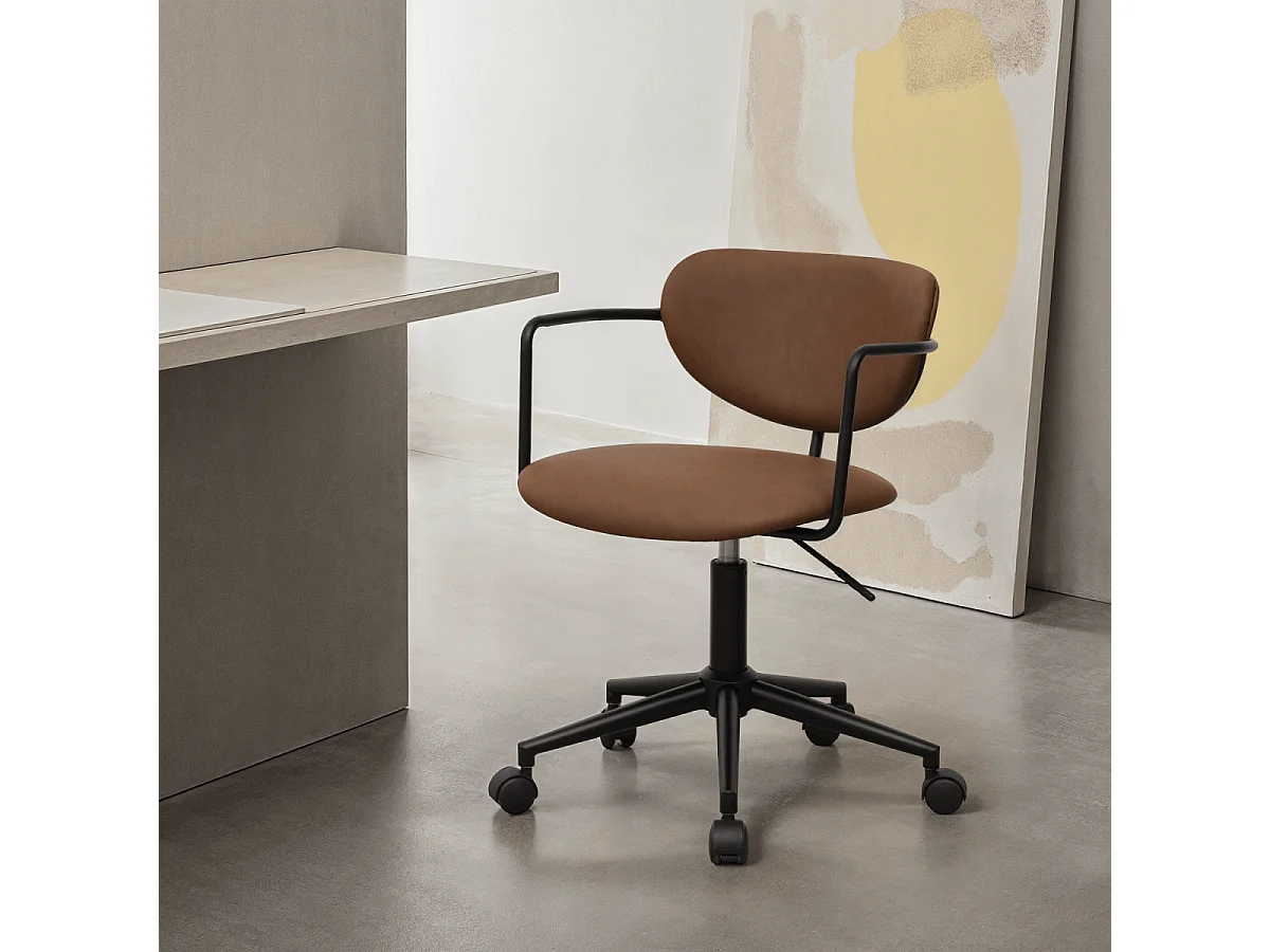 Bürostuhl höhenverstellbar Lido - Kunstleder & Metall - Dunkelbraun