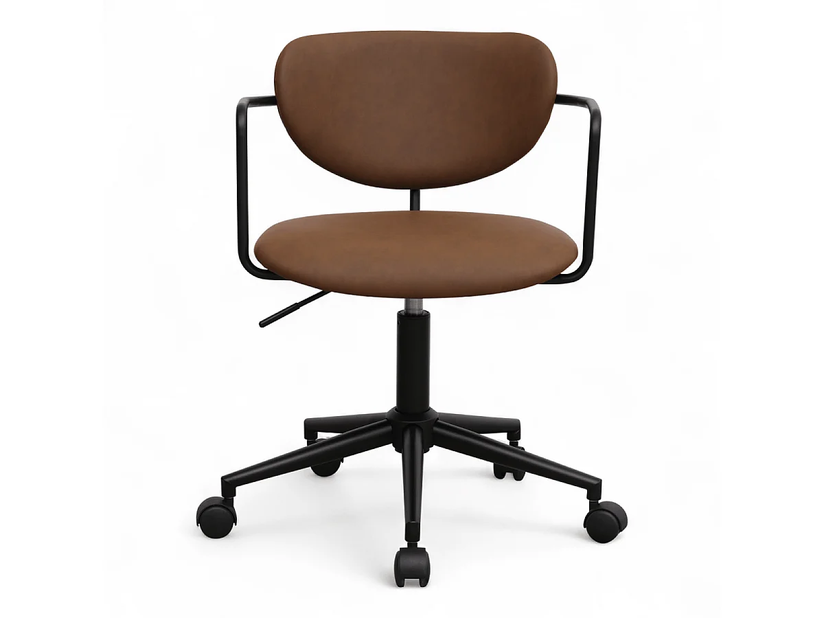 Bürostuhl höhenverstellbar Lido - Kunstleder & Metall - Dunkelbraun