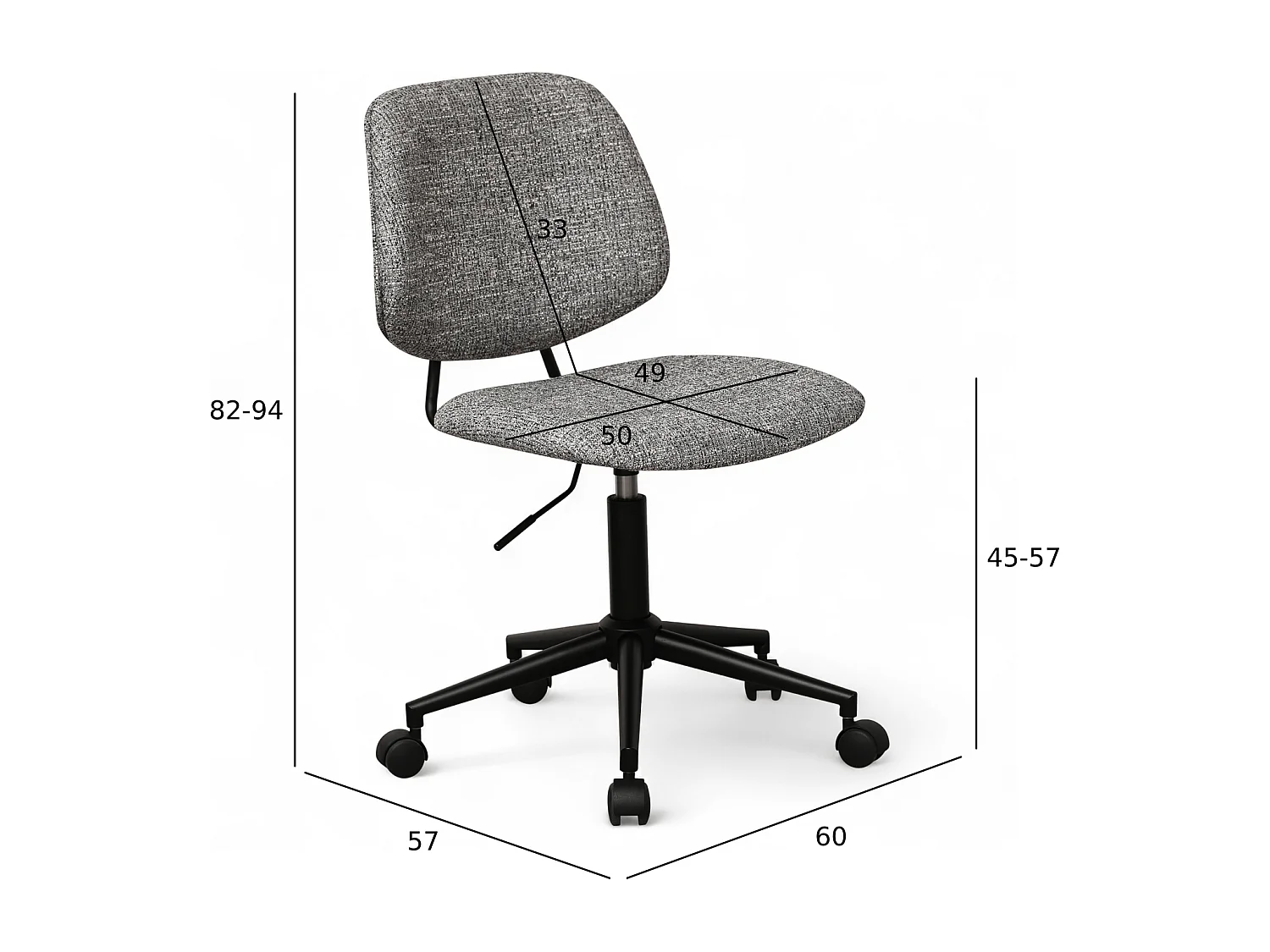 Bürostuhl höhenverstellbar Alto - Stoff (Bouclé) & Metall - Grau