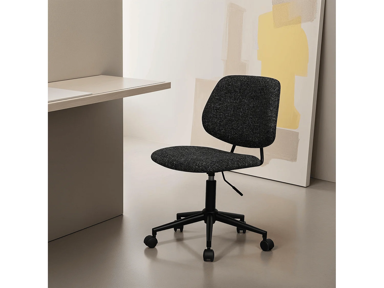 Bürostuhl höhenverstellbar Alto - Stoff (Bouclé) & Metall - Schwarz