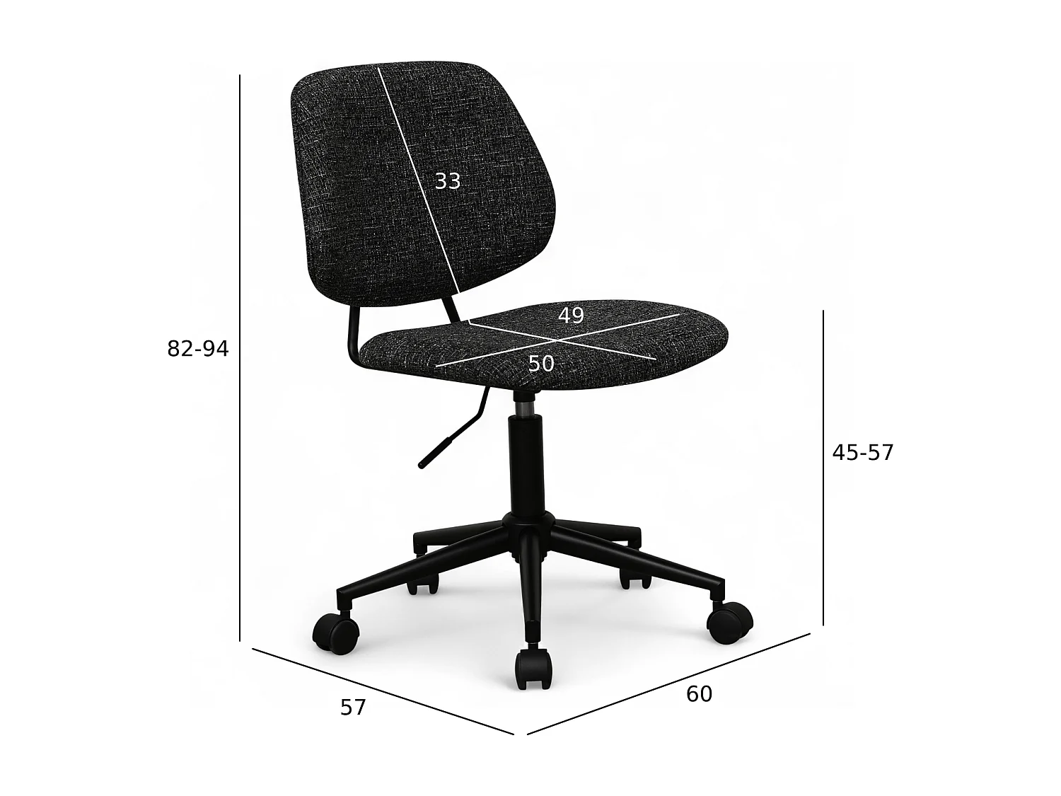 Bürostuhl höhenverstellbar Alto - Stoff (Bouclé) & Metall - Schwarz