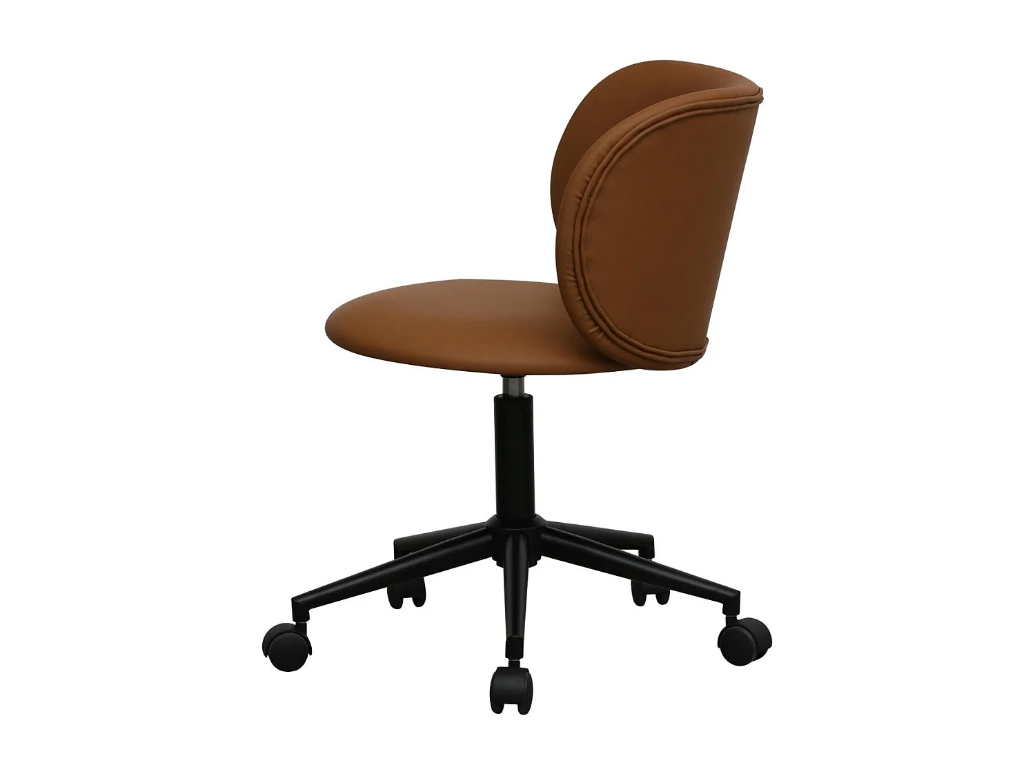Bürostuhl höhenverstellbar Bobo - Kunstleder & Metall - Cognacbraun