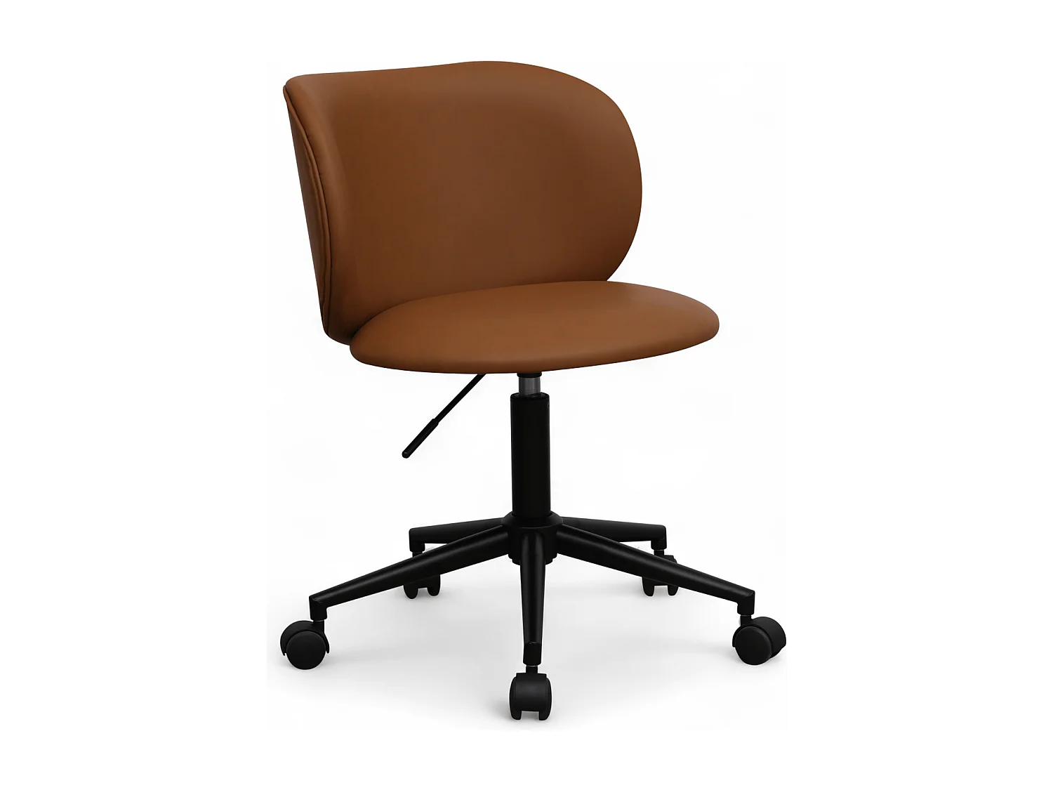 Bürostuhl höhenverstellbar Bobo - Kunstleder & Metall - Cognacbraun