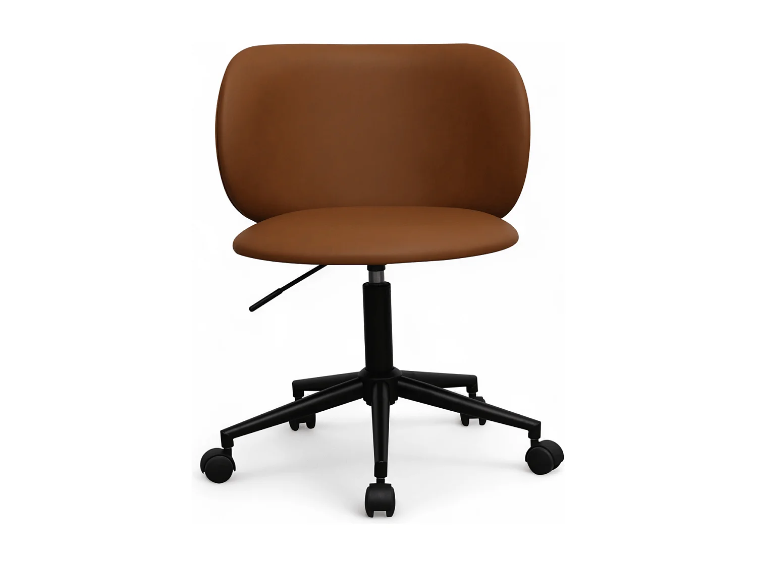 Bürostuhl höhenverstellbar Bobo - Kunstleder & Metall - Cognacbraun
