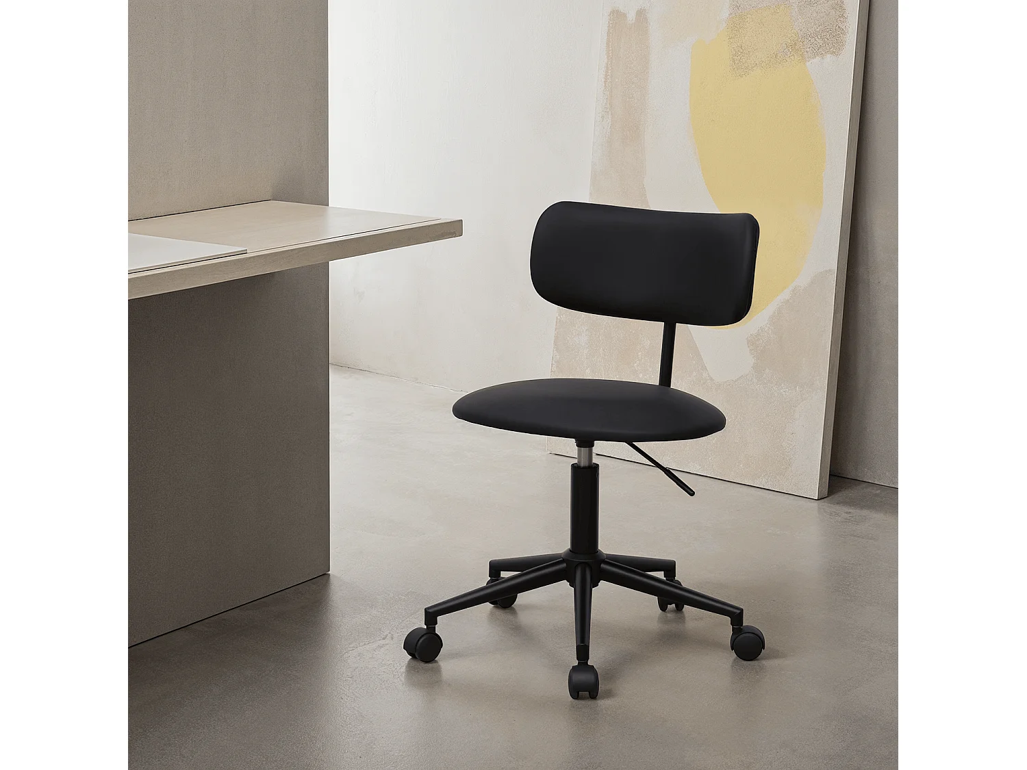 Bürostuhl höhenverstellbar Roxy - Kunstleder & Metall - Schwarz