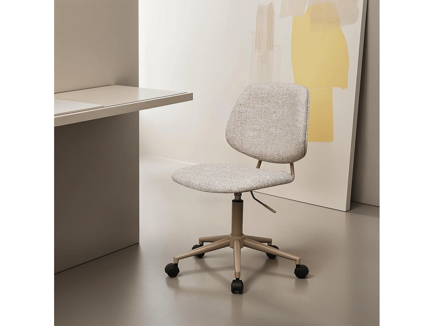 Bürostuhl höhenverstellbar Alto - Stoff (Bouclé) & Metall - Beige
