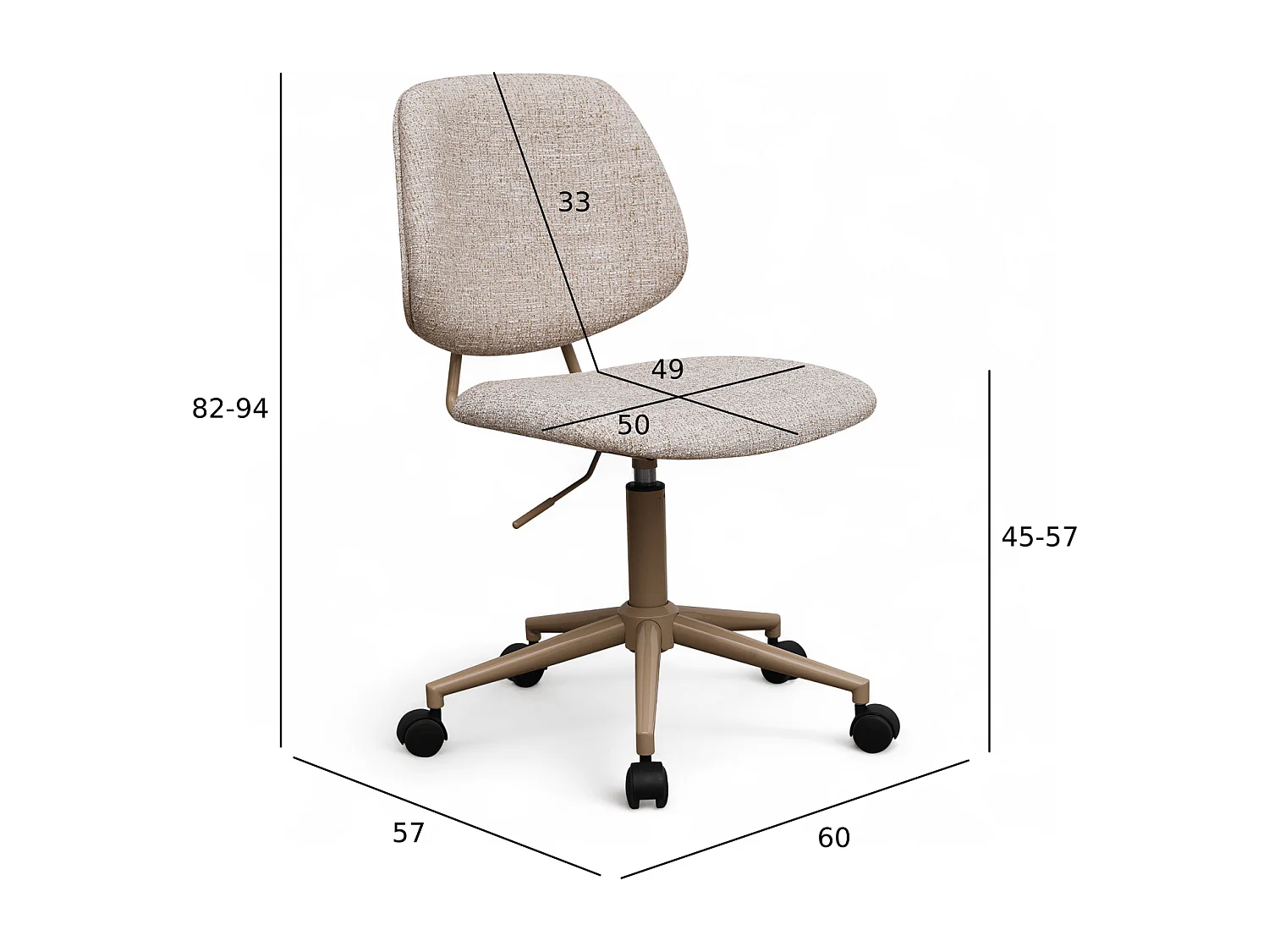 Bürostuhl höhenverstellbar Alto - Stoff (Bouclé) & Metall - Beige