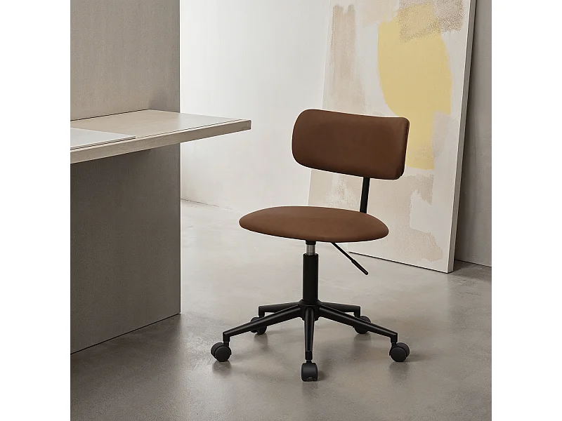 Bürostuhl höhenverstellbar Roxy - Kunstleder & Metall - Dunkelbraun