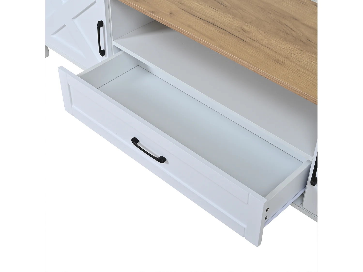 TV-meubelset 2-delig - 180x40x50 cm - TV-meubel + wandvitrine - 4 deuren en 1 lade - MDF - Wit