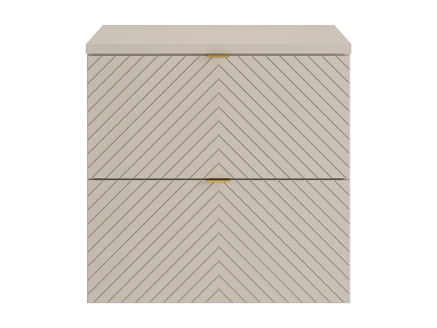 Meuble sous vasque suspendu en chevrons avec planche - Beige - 60 cm - DORIONI