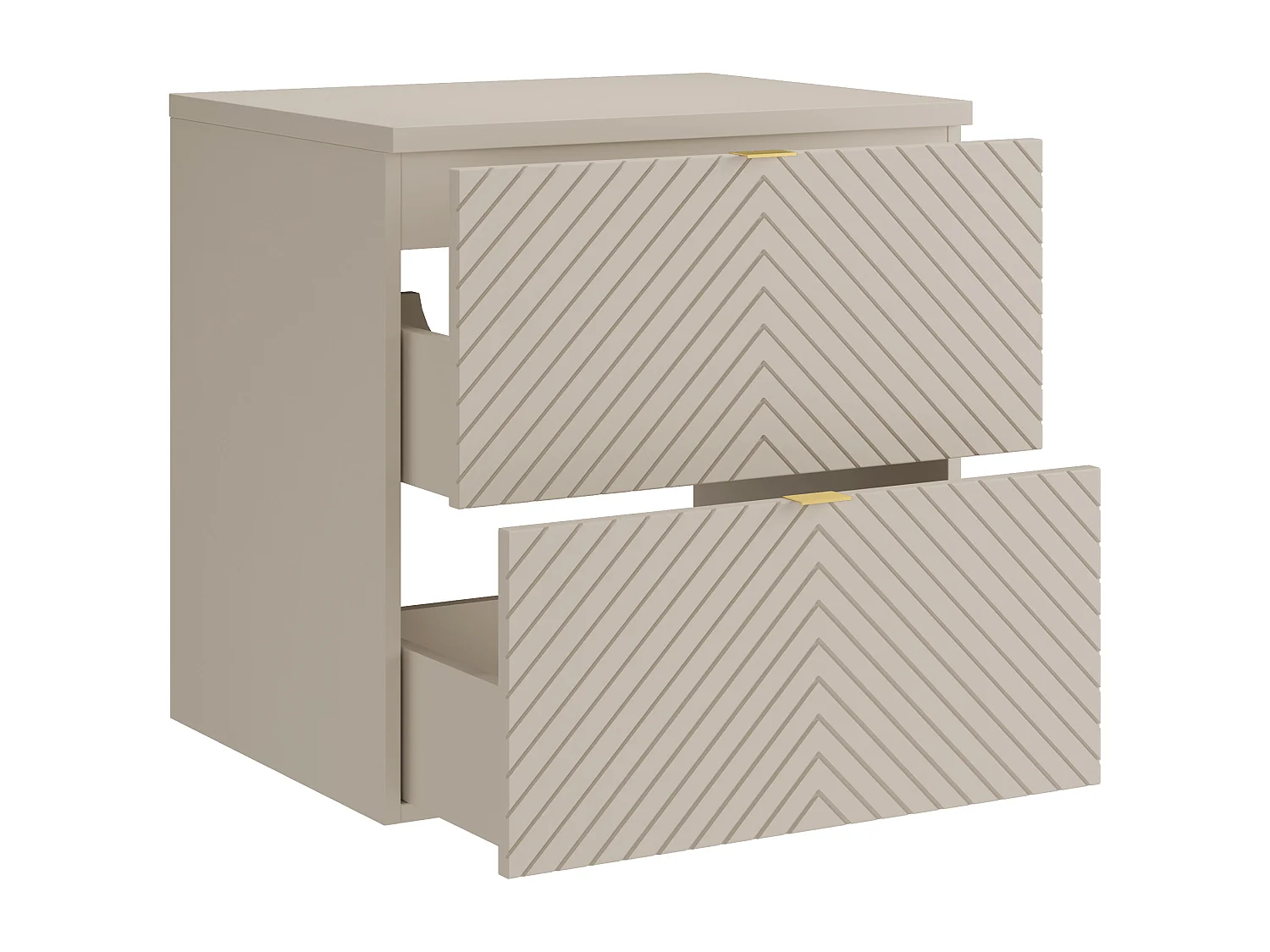 Meuble sous vasque suspendu en chevrons avec planche - Beige - 60 cm - DORIONI