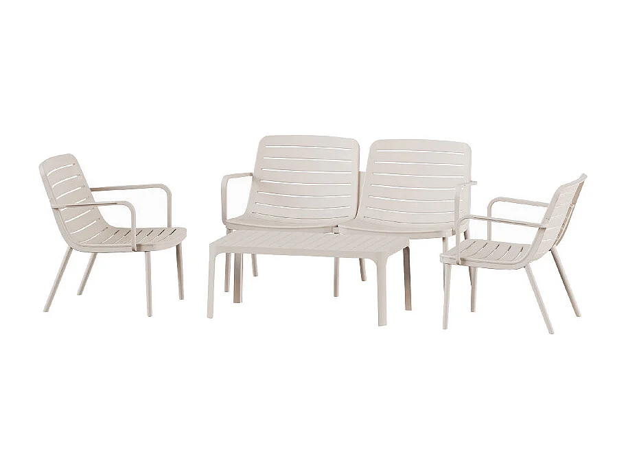 Moro - Salon de jardin 4 personnes en résine - Beige