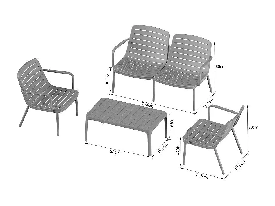 Moro - Salon de jardin 4 personnes en résine - Beige