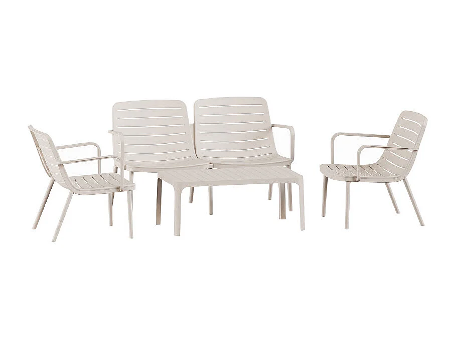 Moro - Salon de jardin 4 places en résine - Beige