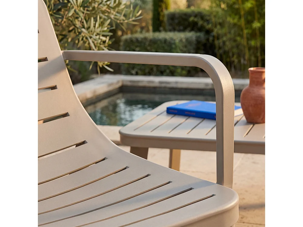 Moro - Salon de jardin 4 places en résine - Beige