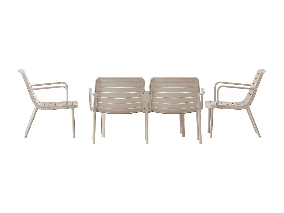 Moro - Salon de jardin 4 places en résine - Beige