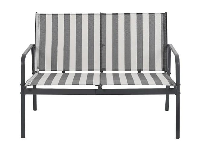 Kallia - Salon de jardin 4 personnes à rayures en acier et textilène - Gris foncé