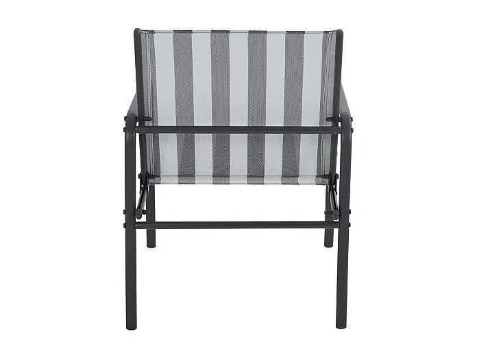 Kallia - Salon de jardin 4 personnes à rayures en acier et textilène - Gris foncé