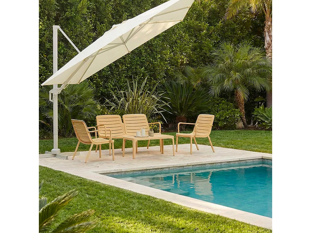 Moro - Salon de jardin 4 places en résine - Jaune