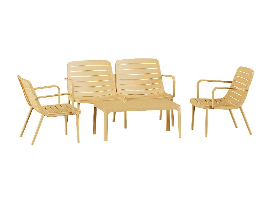 Moro - Salon de jardin 4 places en résine - Jaune